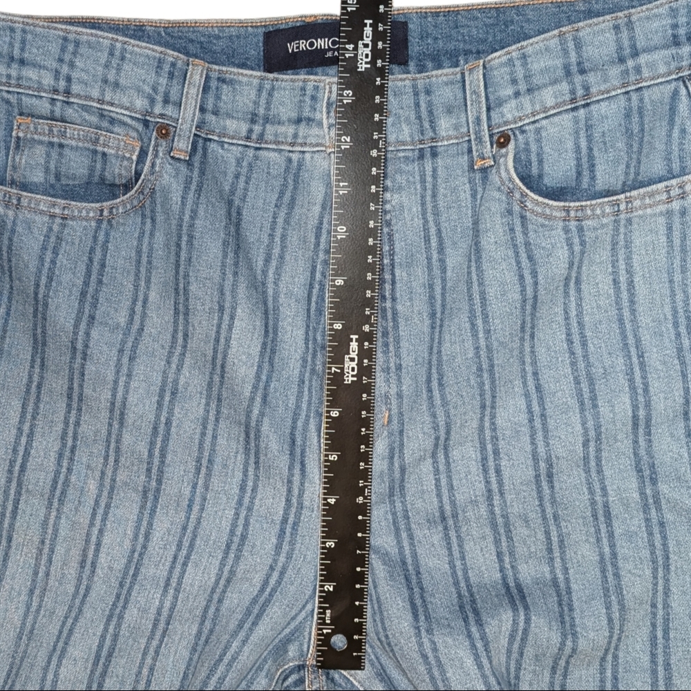 Veronica Beard Crosbie Wide Leg Striped Loafer High Rise Jean, Size 32 - Picture 10 of 11